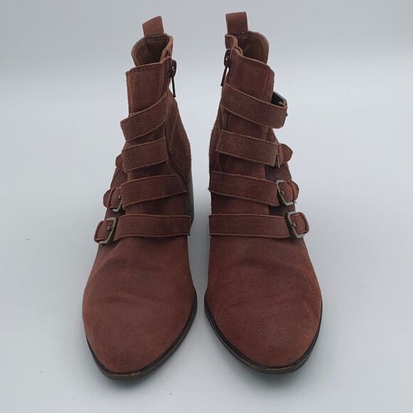 Lucky Brand equestrian style Suede Ankle Boots - Rust colored size 8.5 - Picture 2 of 12